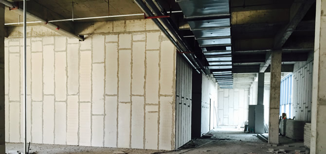 麻城廣場輕質(zhì)隔墻板施工案例