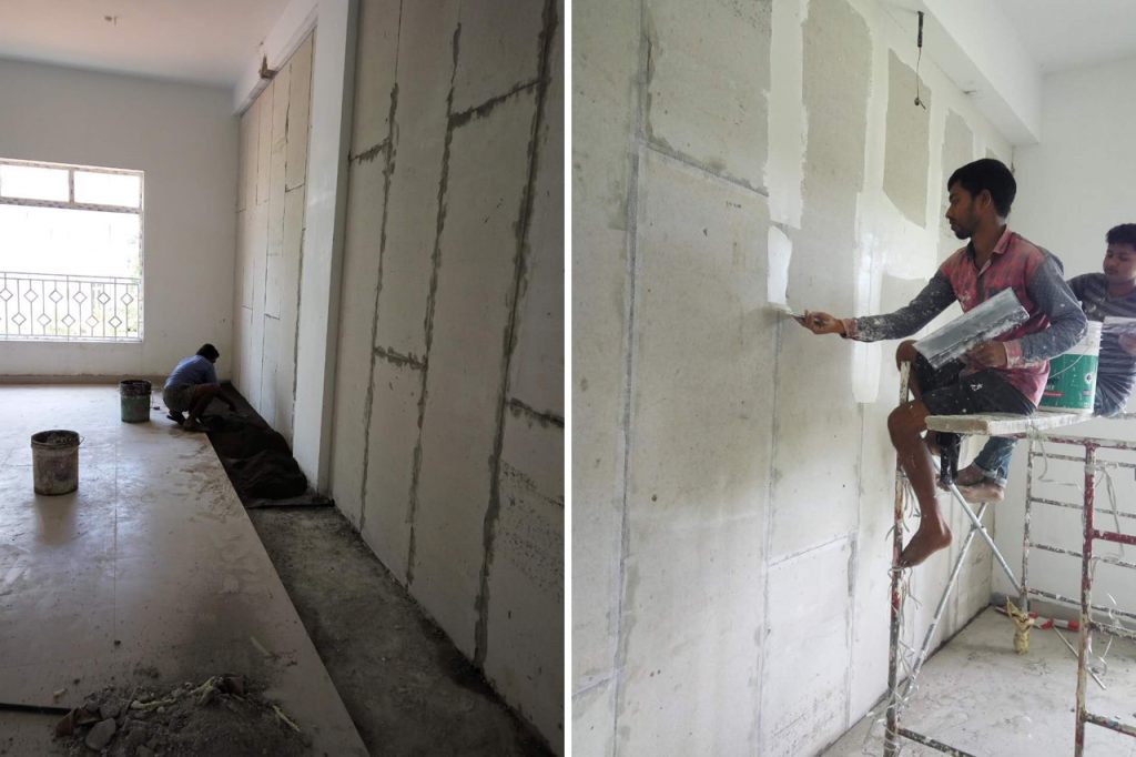 印度帕亞塔工程學院工地輕質(zhì)隔墻板施工案例